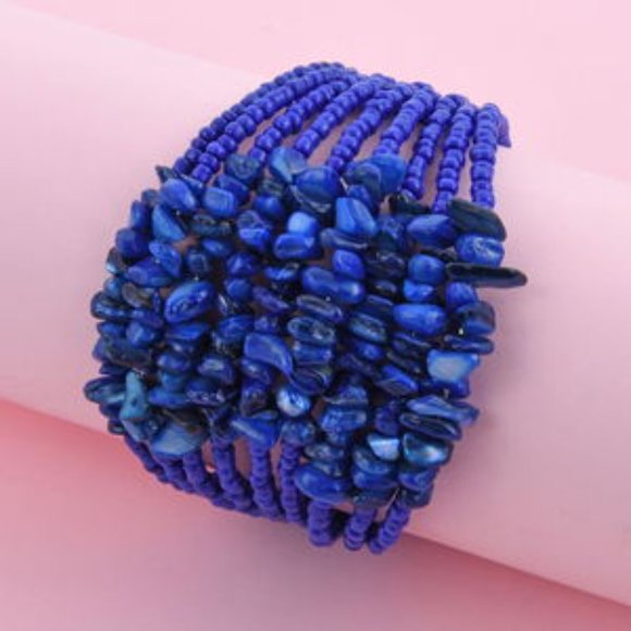 Purple Seed Beaded Adjustable Bracelet 4.00 ctw - Picture 2 of 3